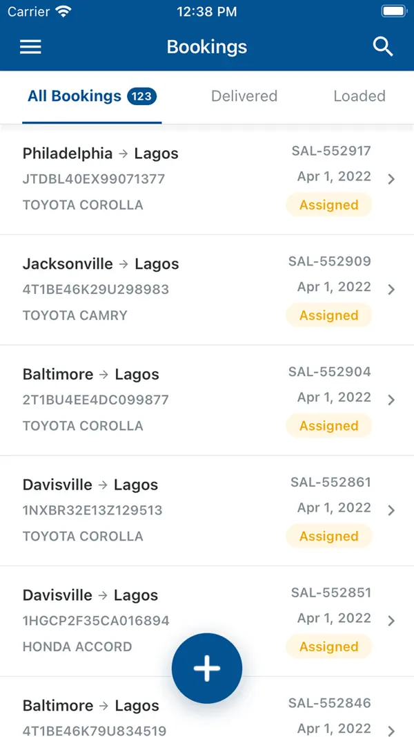 Global Kings Logistics mobile app home screen